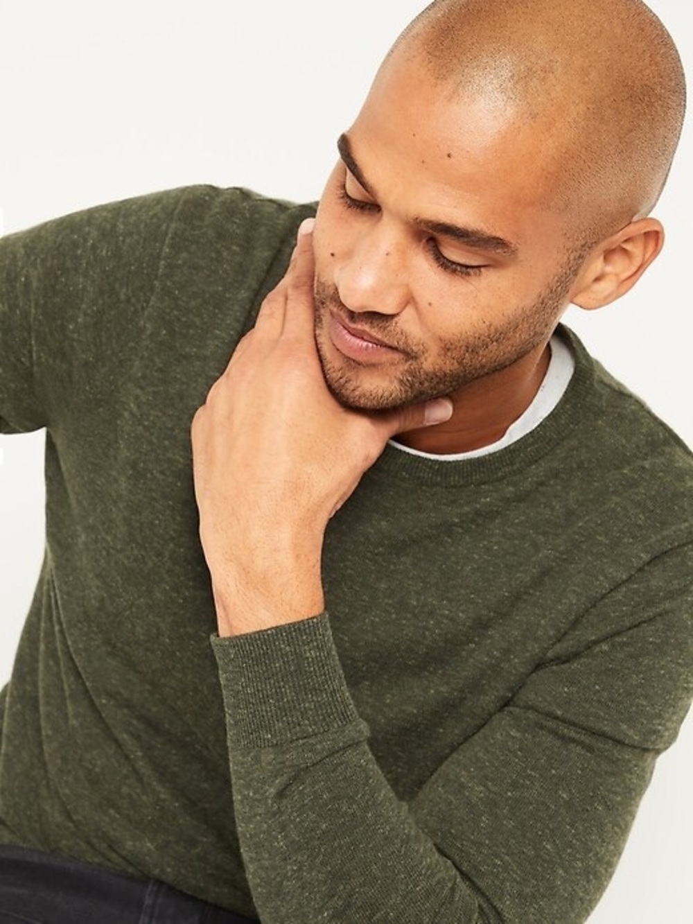 Old Navy Men's Marled Olive Crewneck Sweater